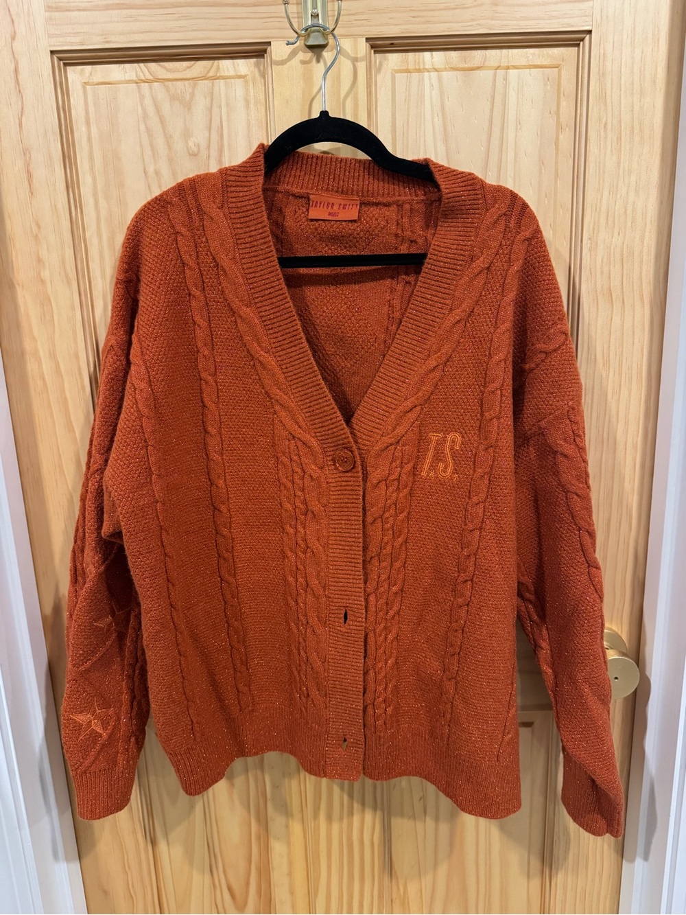 Taylor Swift Life of a Showgirl AlbumRust Orange Cardigan with Cozy Knit Texture